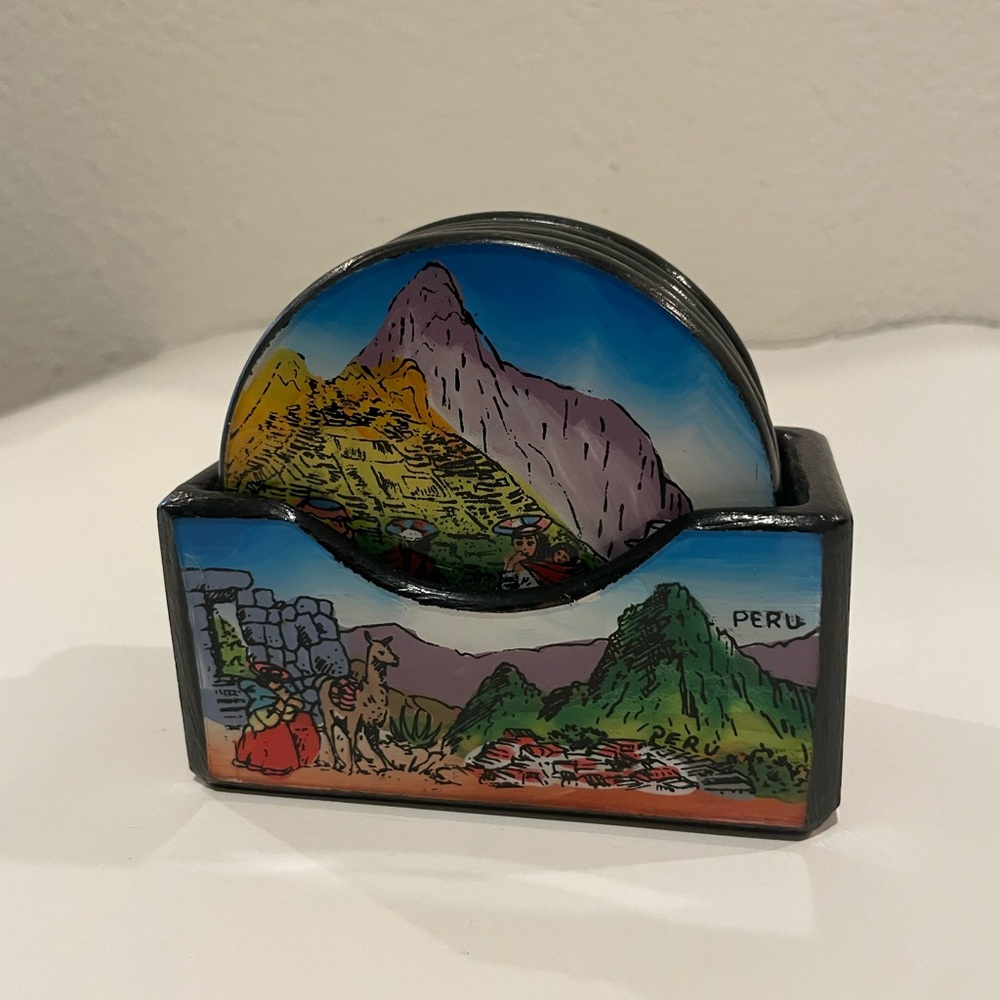 Peruvian Coasters Set of Six With Holder